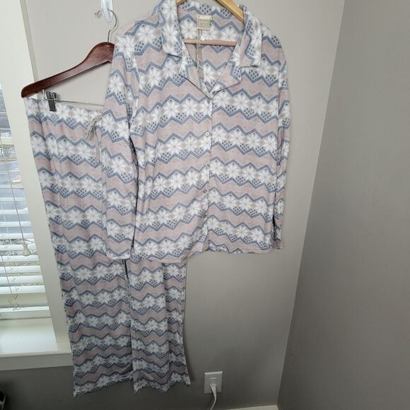 Ink+Ivy Fleece Pajama Set Snowflake Fairisle XL - Picture 1 of 3
